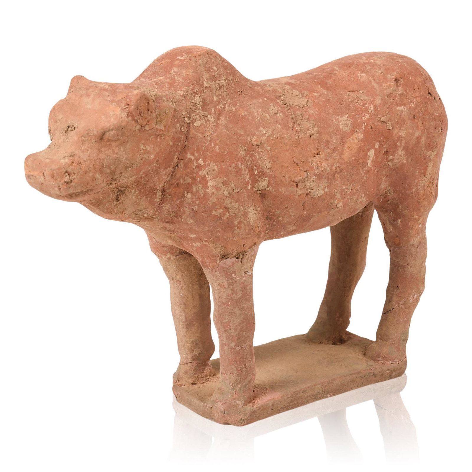 Han Dynasty Oxen Offertory Figure.: Terracotta, height 5.5 inches, length 7 inches.