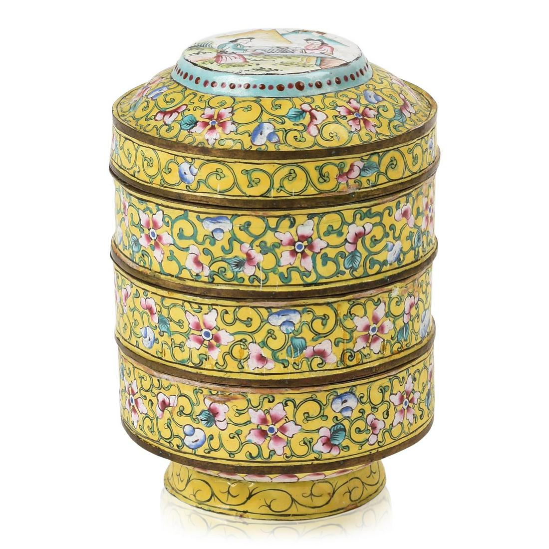 Chinese Canton Enamel Tiered Box (1 of 6)