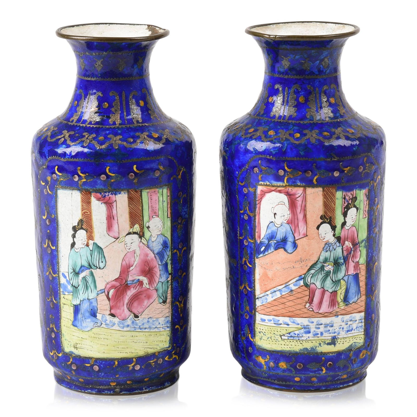 Pair of Chinese Canton Enamel Vases (1 of 5)