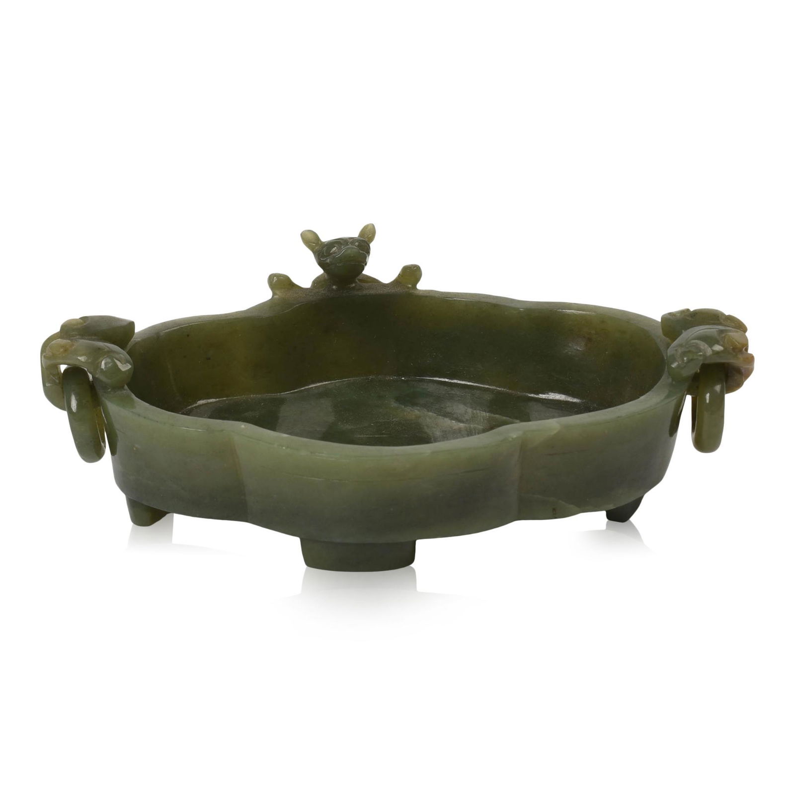 Chinese Spinach Green Jade Brush Washer with Qilong (1 of 6)