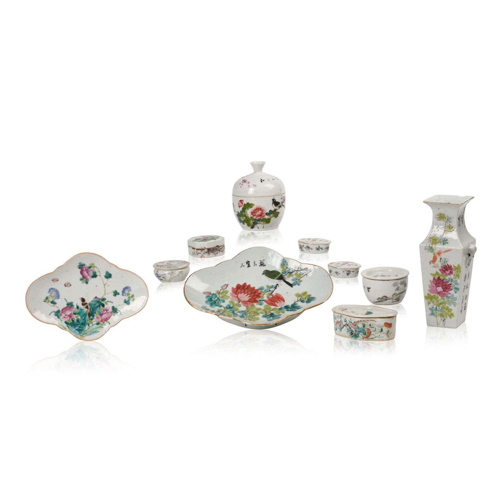 Ten Chinese Qianjiang Famille Rose Porcelain Items (1 of 5)