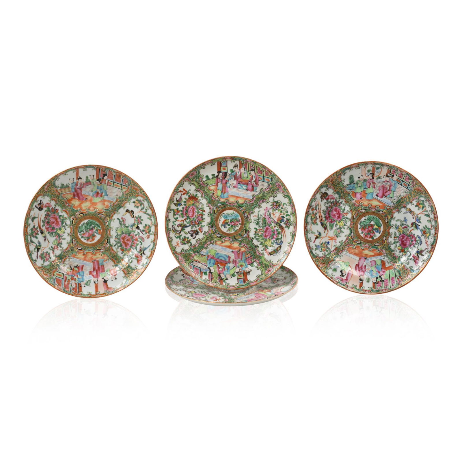 Four Chinese Rose Medallion Plates.