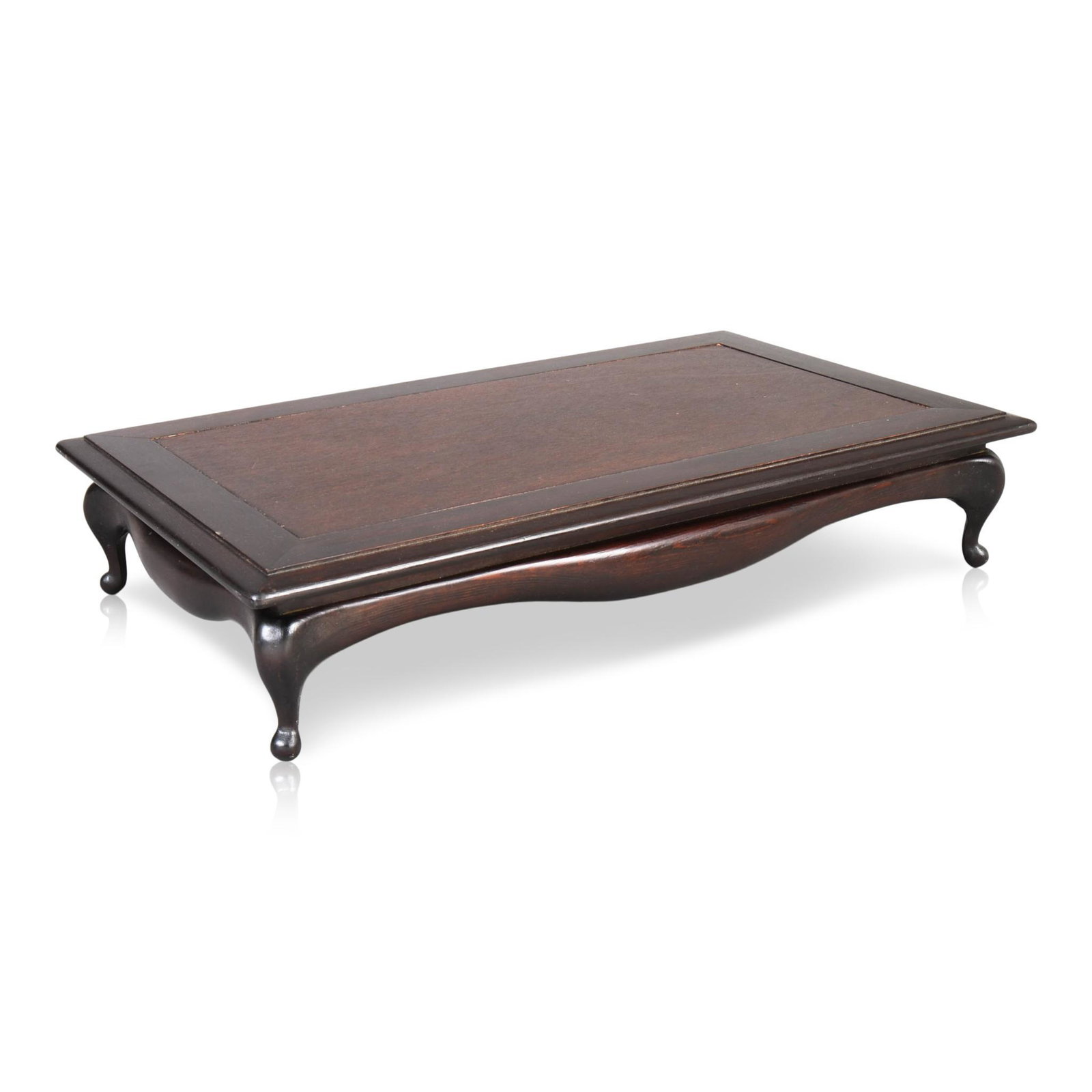 Wooden Bonsai Table: Signed on underside, height 6 inches, top 30.5 x 17.5 inches.