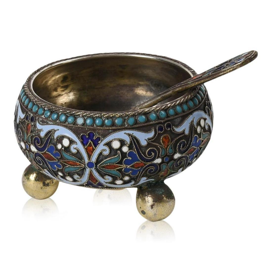 Gustav Klingert Russian Enamel and Silver Salt with (1 of 5)