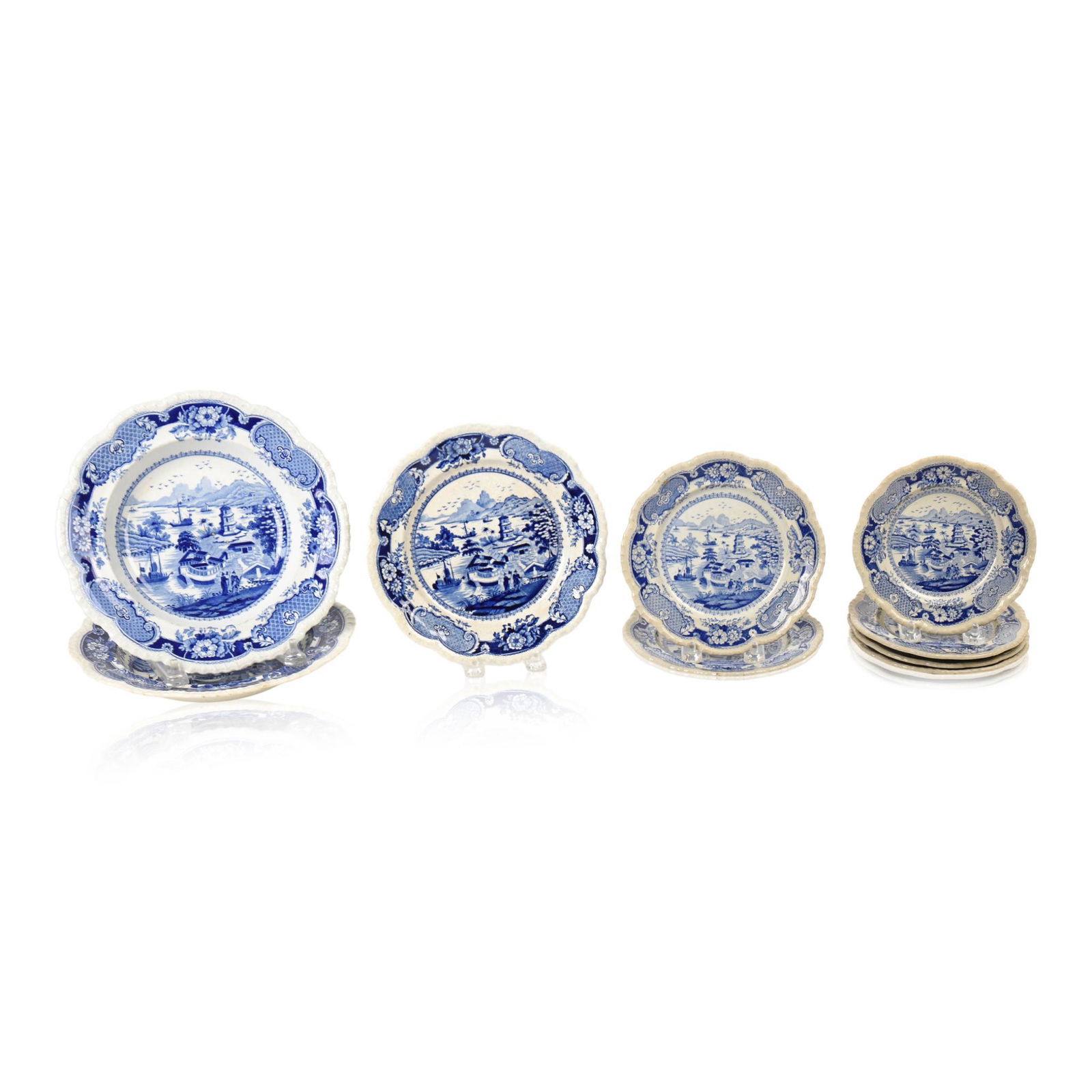 Group of Staffordshire Blue Transfer-Printed 'India (1 of 5)