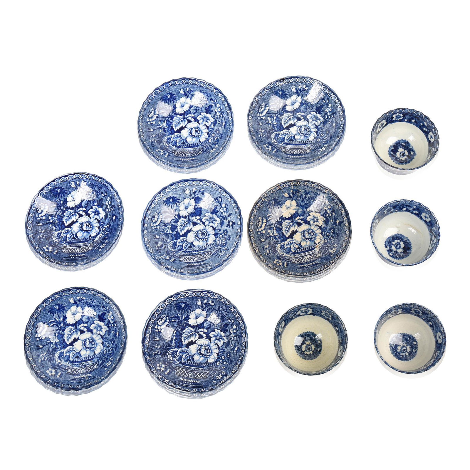 Set of Four Staffordshire Blue-Transfer-Printed (1 of 5)