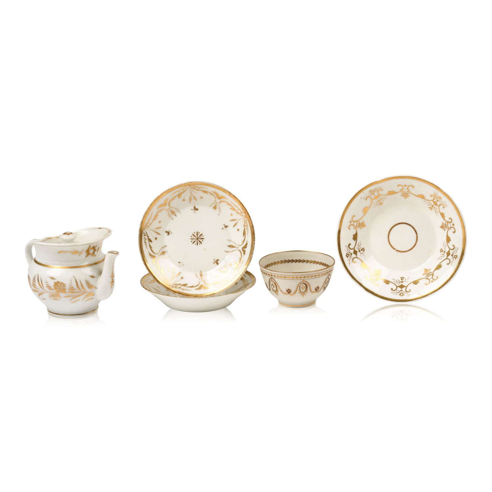 Group of Gilt Decorated Teawares. (1 of 3)