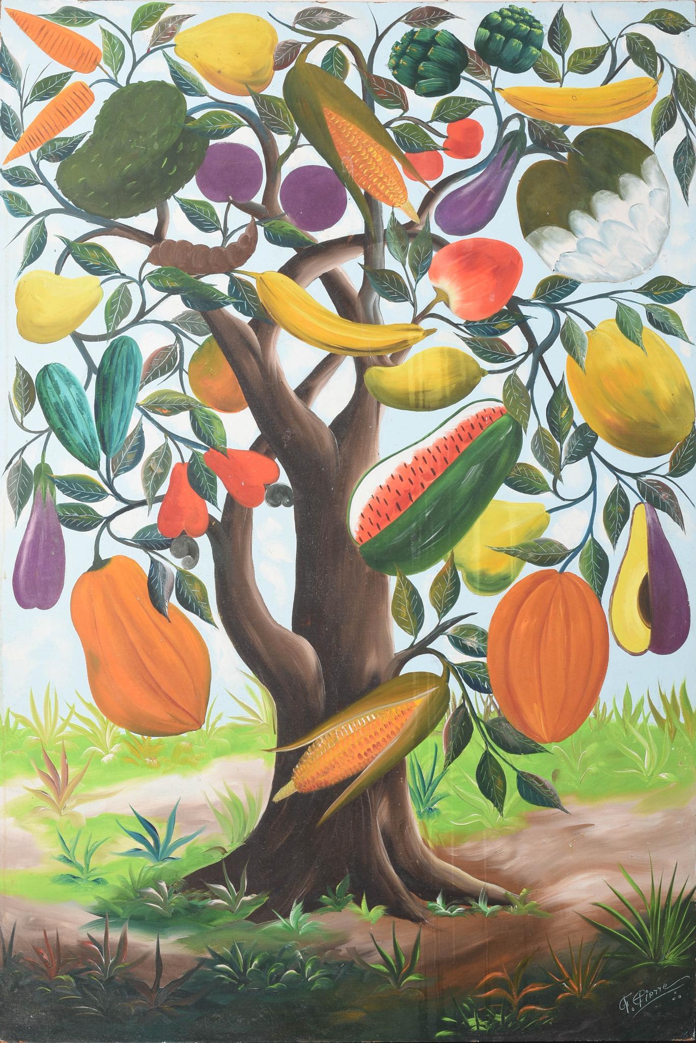 Fernand Pierre "Magical Fruit Tree" Haitian Painting (1 of 4)