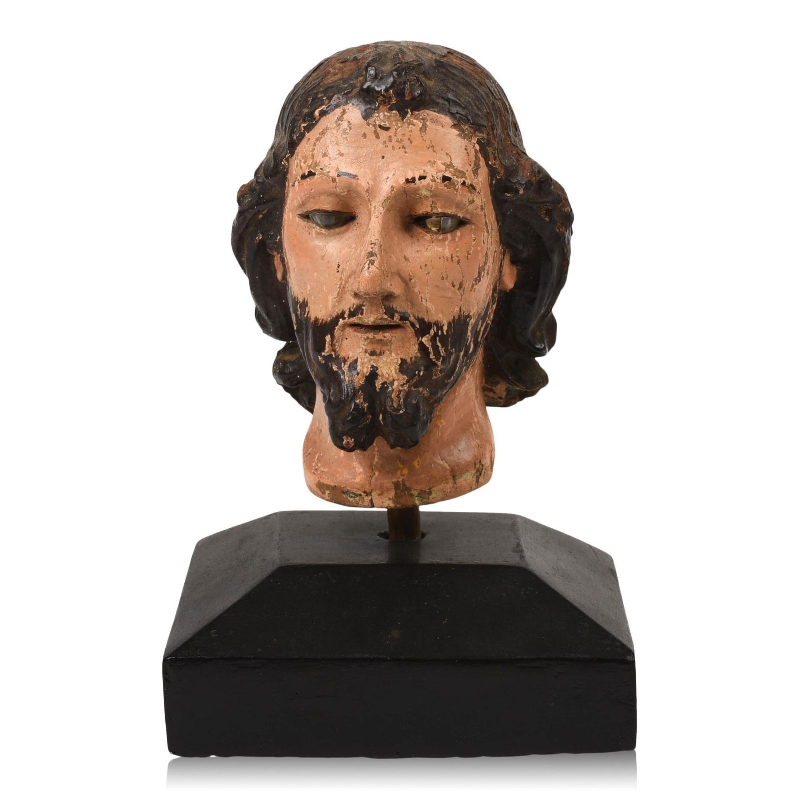 Carved and Painted Wood Bust of Jesus. (1 of 4)