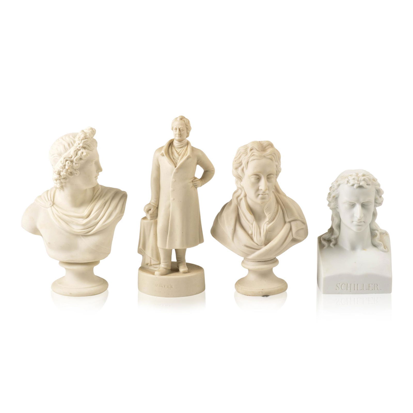 Three Parian Porcelain Busts and a Standing Figure. (1 of 5)