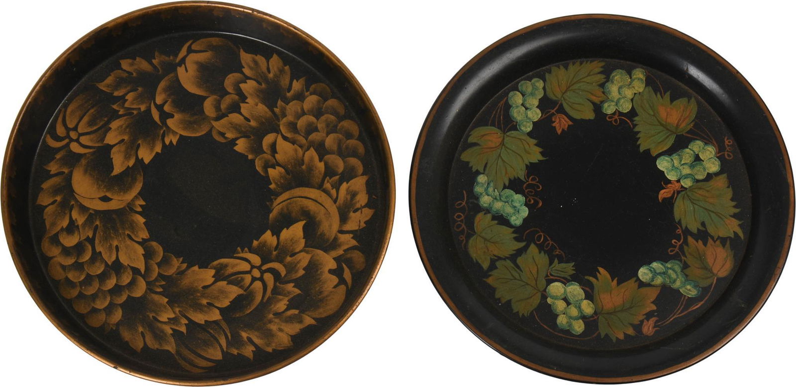 Two European Painted Tin Trays, 20th Century. (1 of 3)