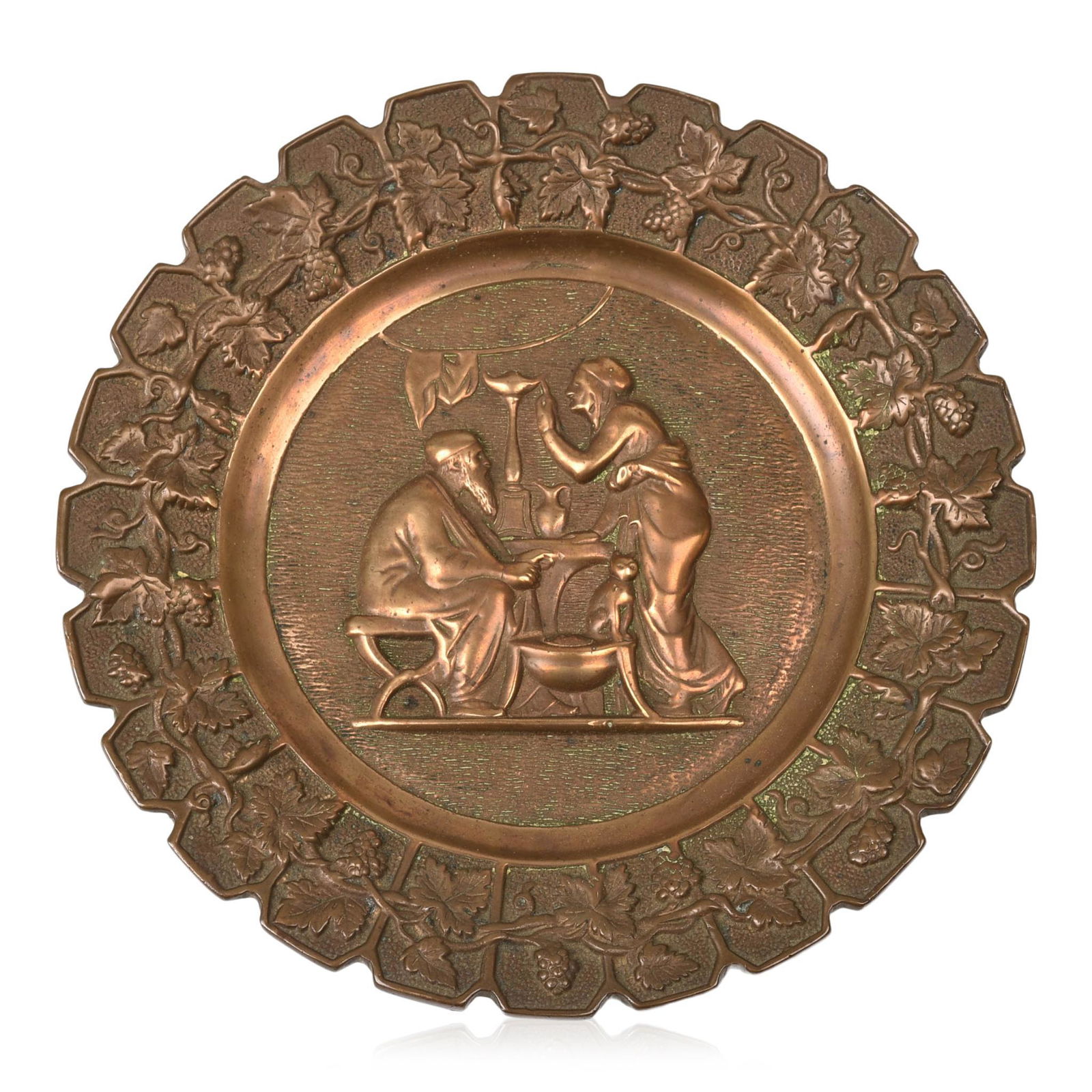 Bronze Relief Placque of an Old Couple. (1 of 3)