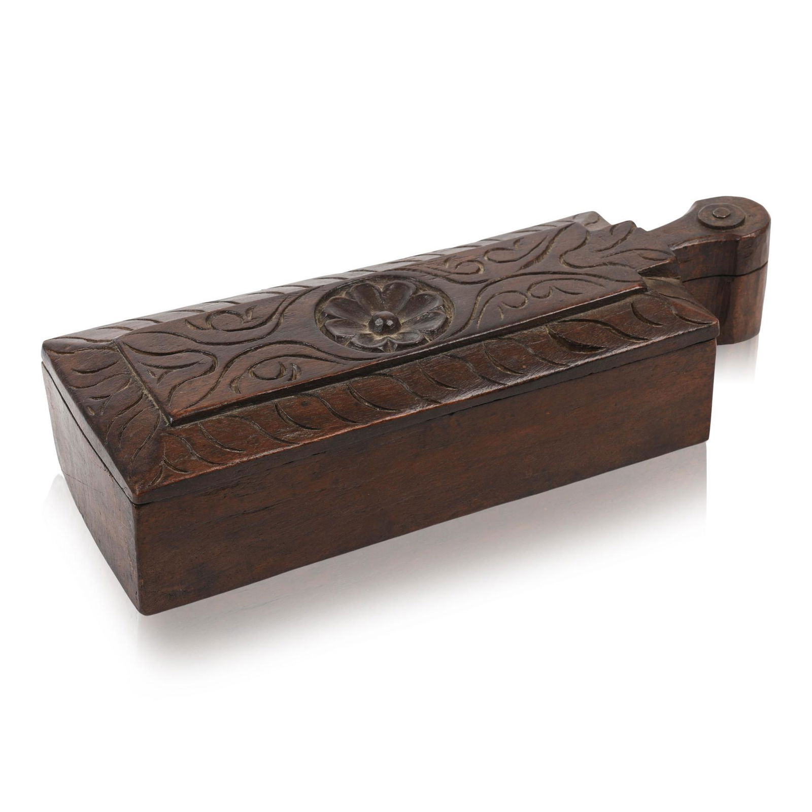 Scandinavian Chip Carved Box With Swing Lid. (1 of 4)