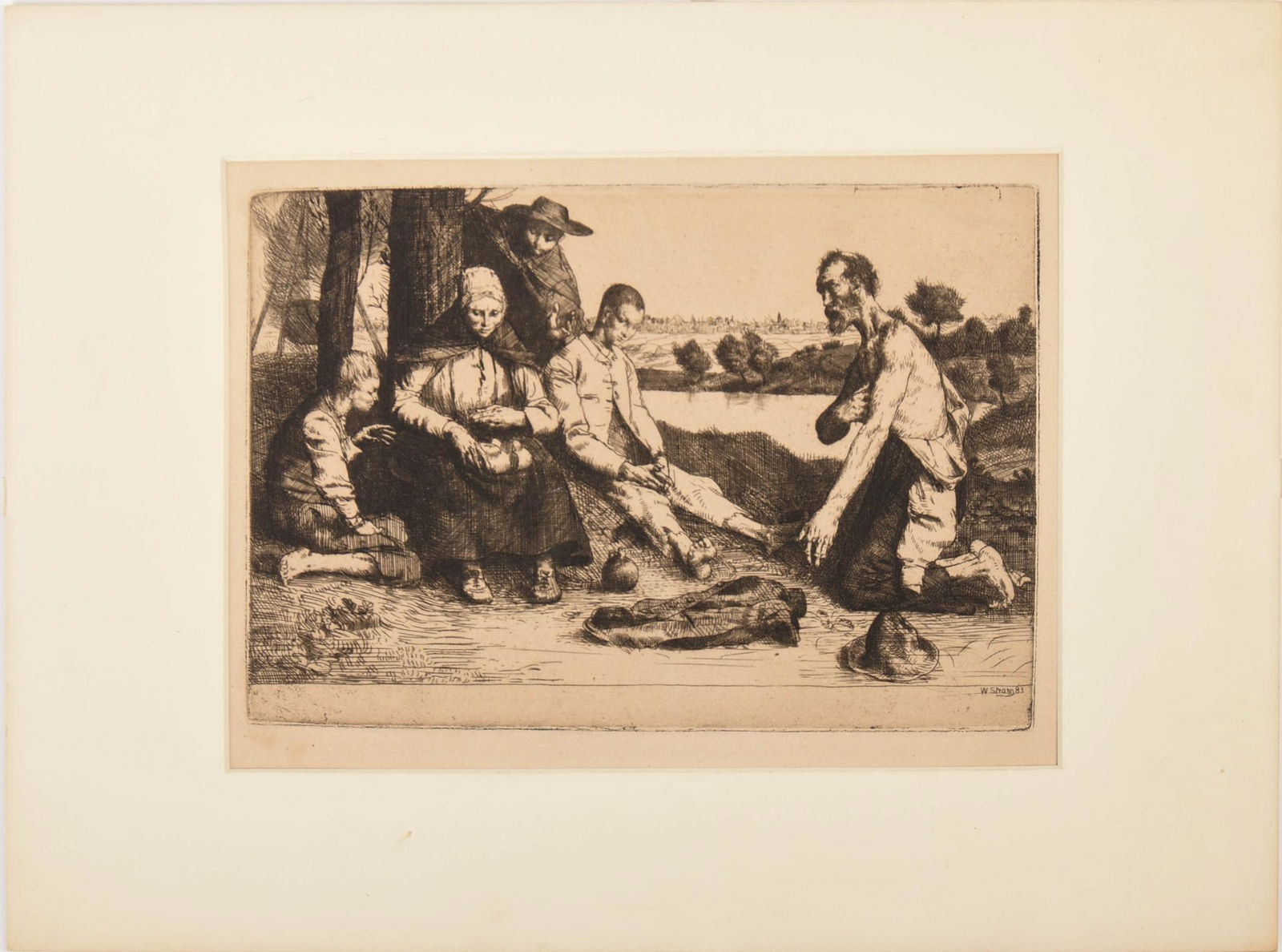 William Strang Etching 'Meal Time.' (1 of 3)