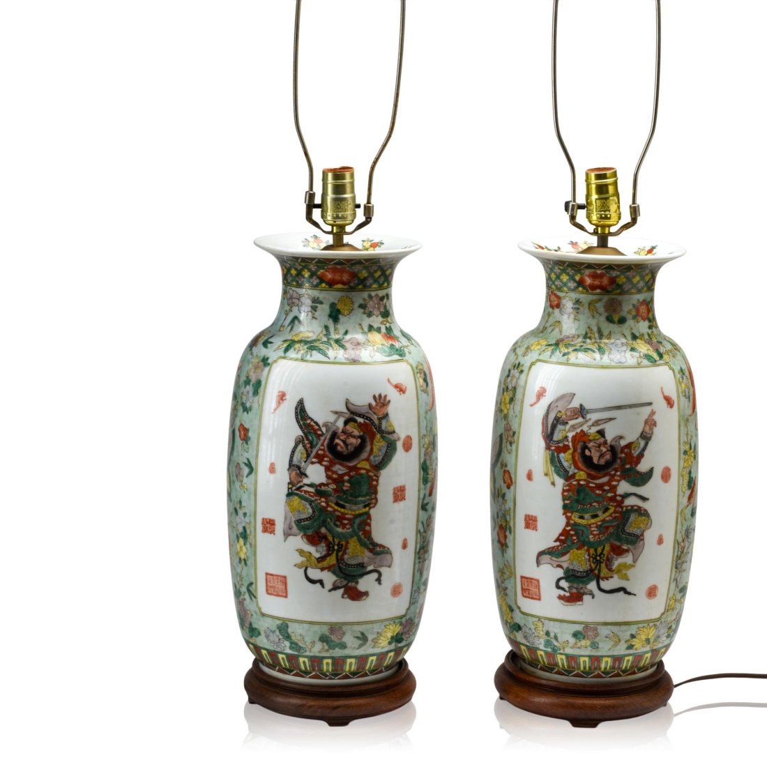 Pair of Large Chinese Famille Verte Porcelain Vases (1 of 4)