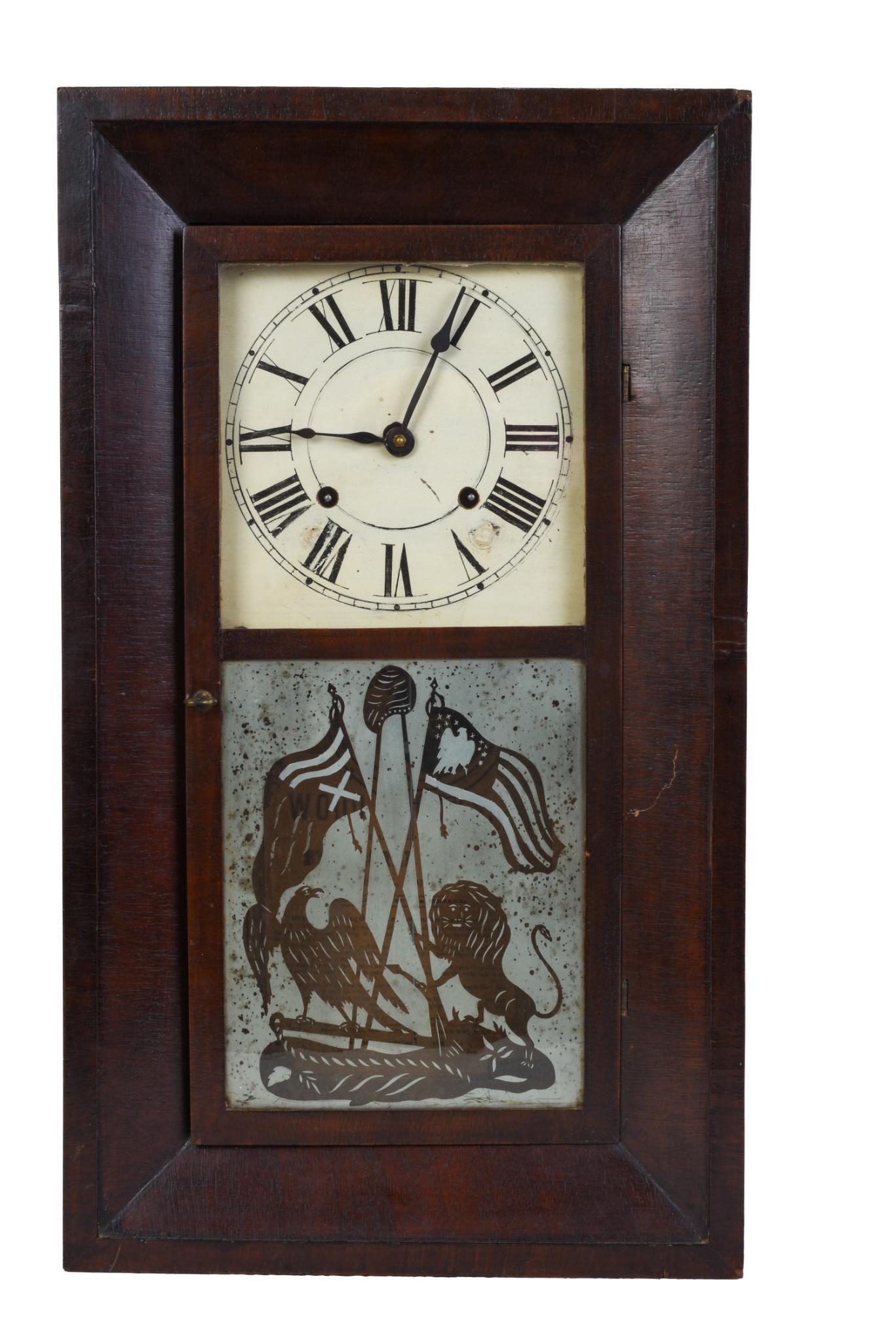 Connecticut Shelf Clock With Patriotic Eglomise Panel. (1 of 4)