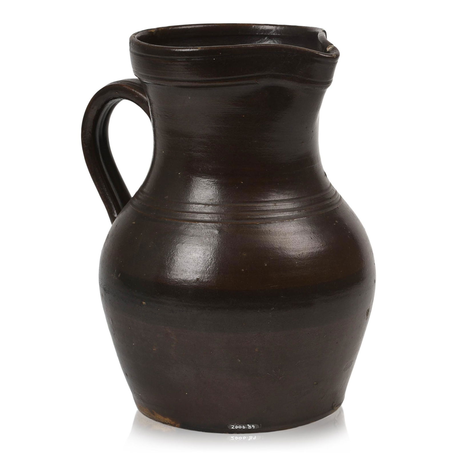 Large Brown Stoneware Pitcher. (1 of 6)