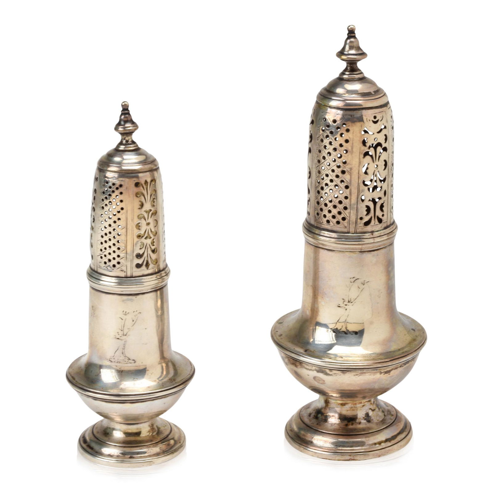 Two American Silver Casters with Crest of Jones. (1 of 3)