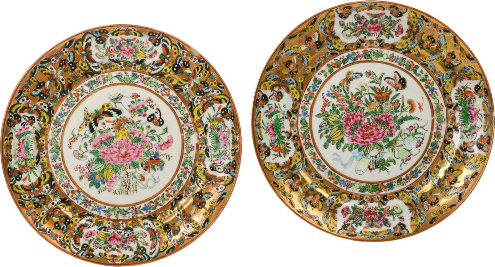 Pair of Chinese Rose Canton Plates. (1 of 3)