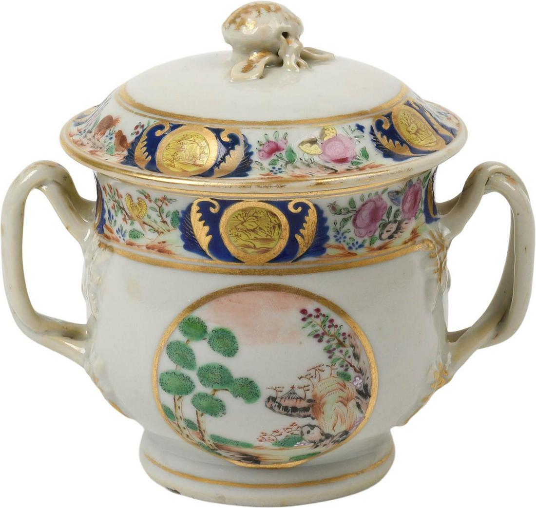 Chinese Export Porcelain Covered Cup. (1 of 6)