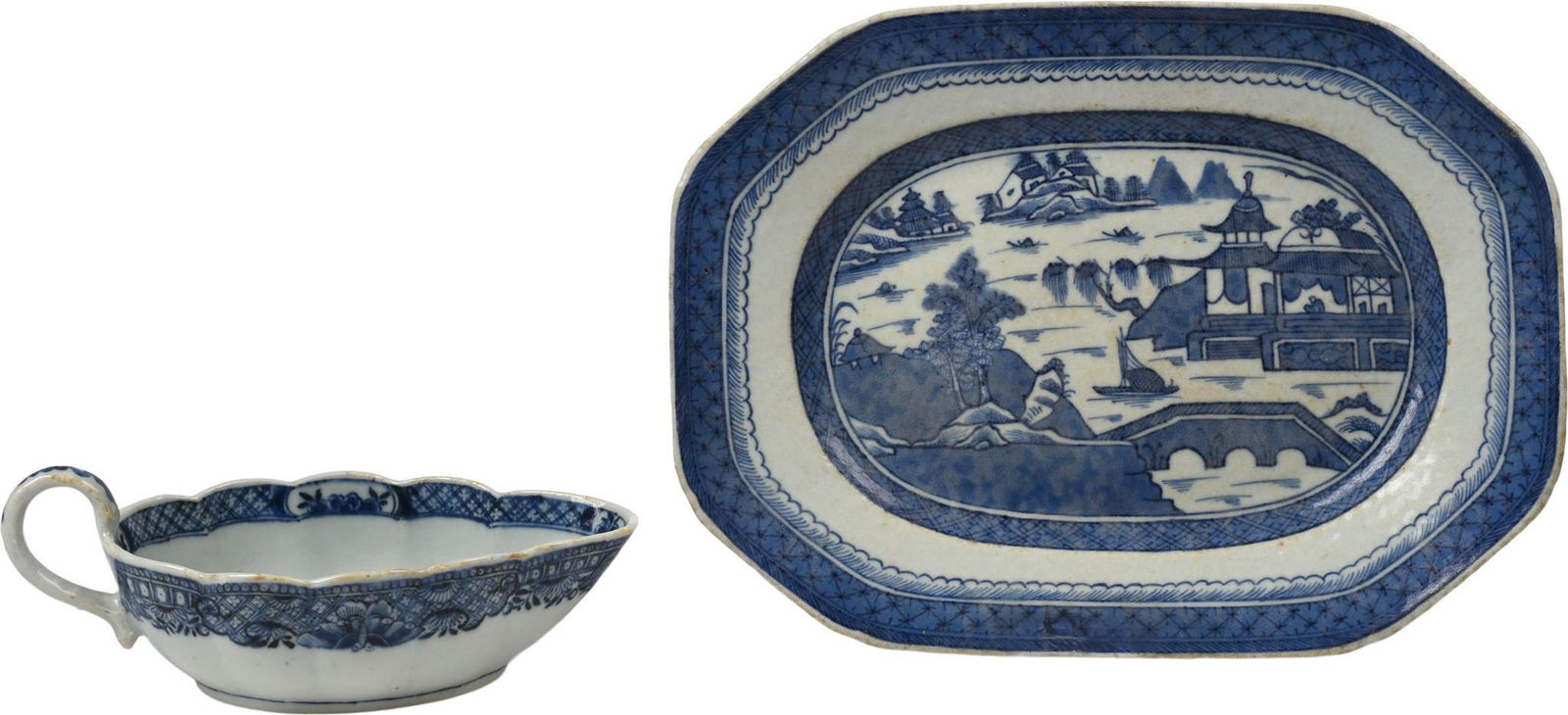 Two Pieces of Chinese Blue and White Export Porcelain. (1 of 5)