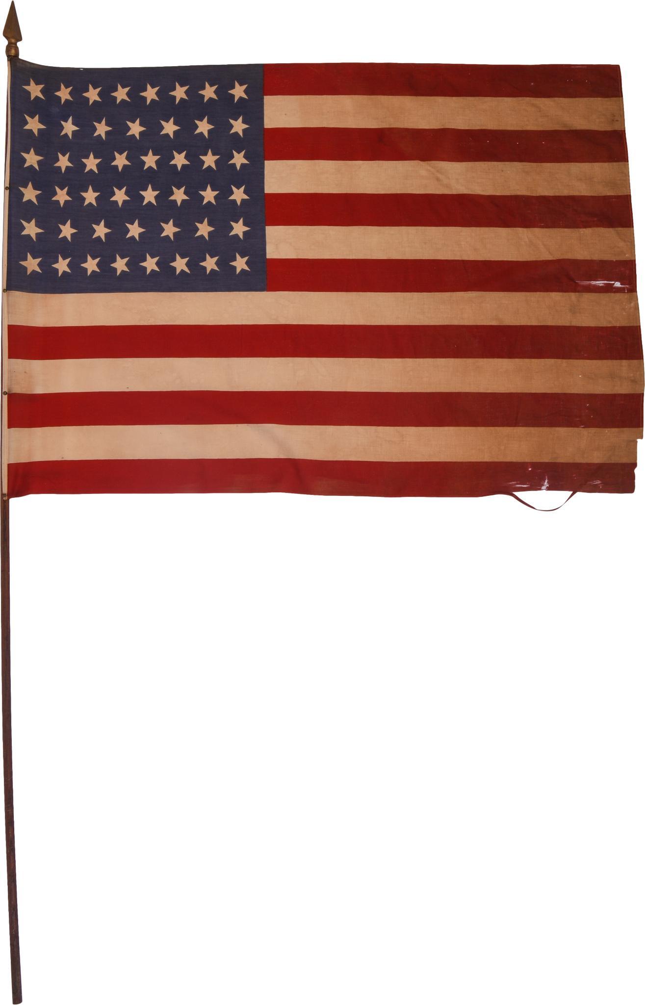 46 Star American Flag With Wooden Staff. (1 of 2)