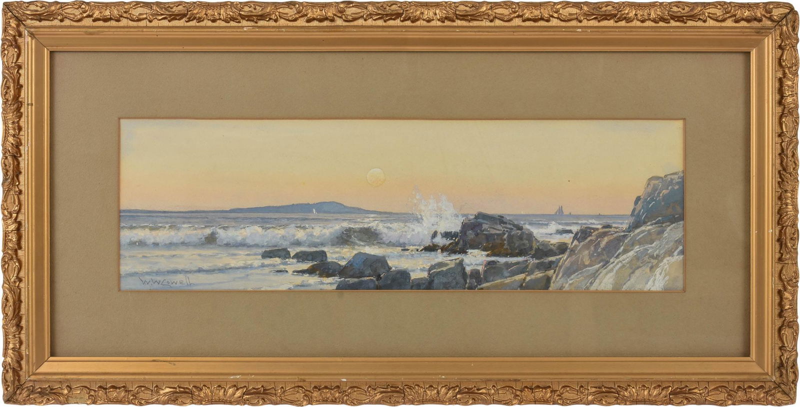 W.W. Cowell. Moonrise & Crashing Surf. (1 of 2)