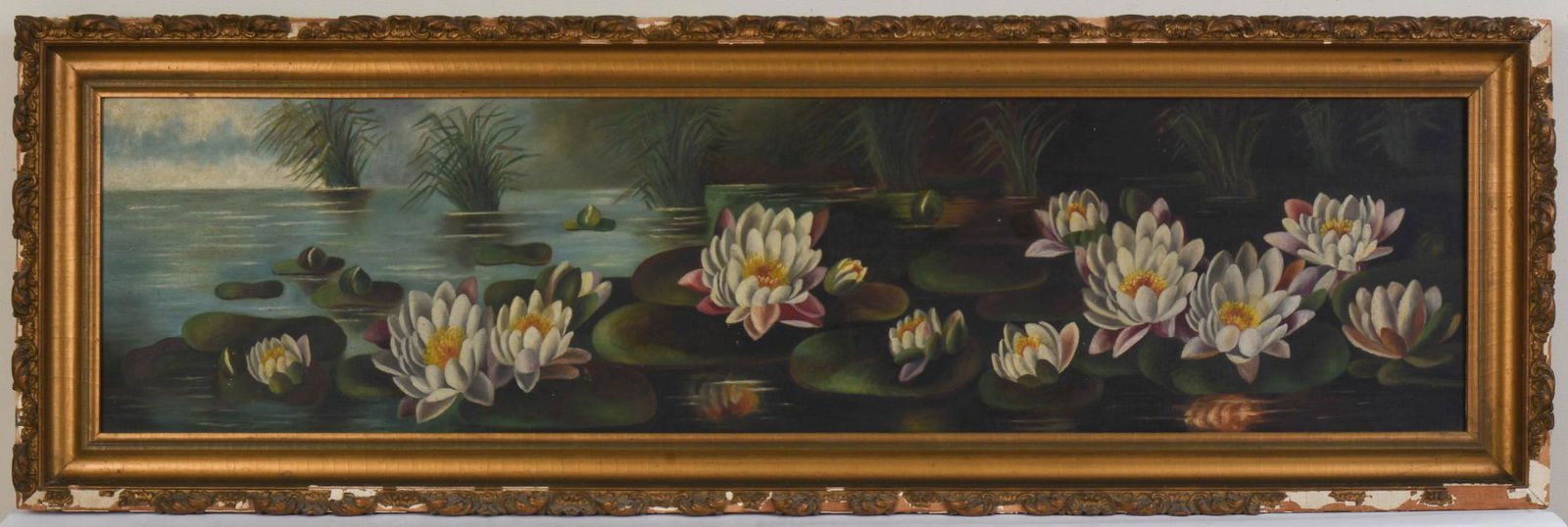 19th c. American School Water Lily Painting. (1 of 3)