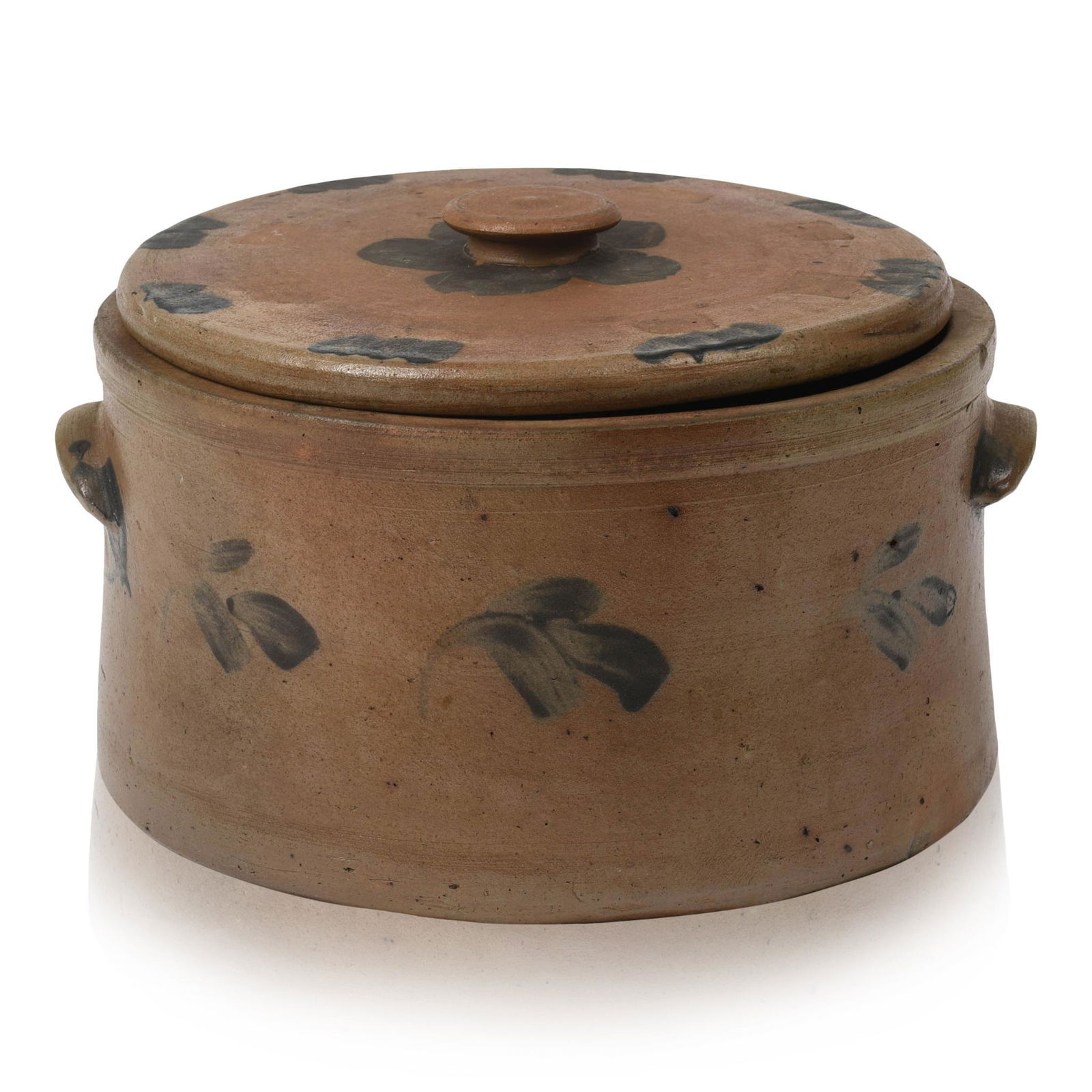 Cobalt Blue Decorated Stoneware Crock With Lid. (1 of 7)