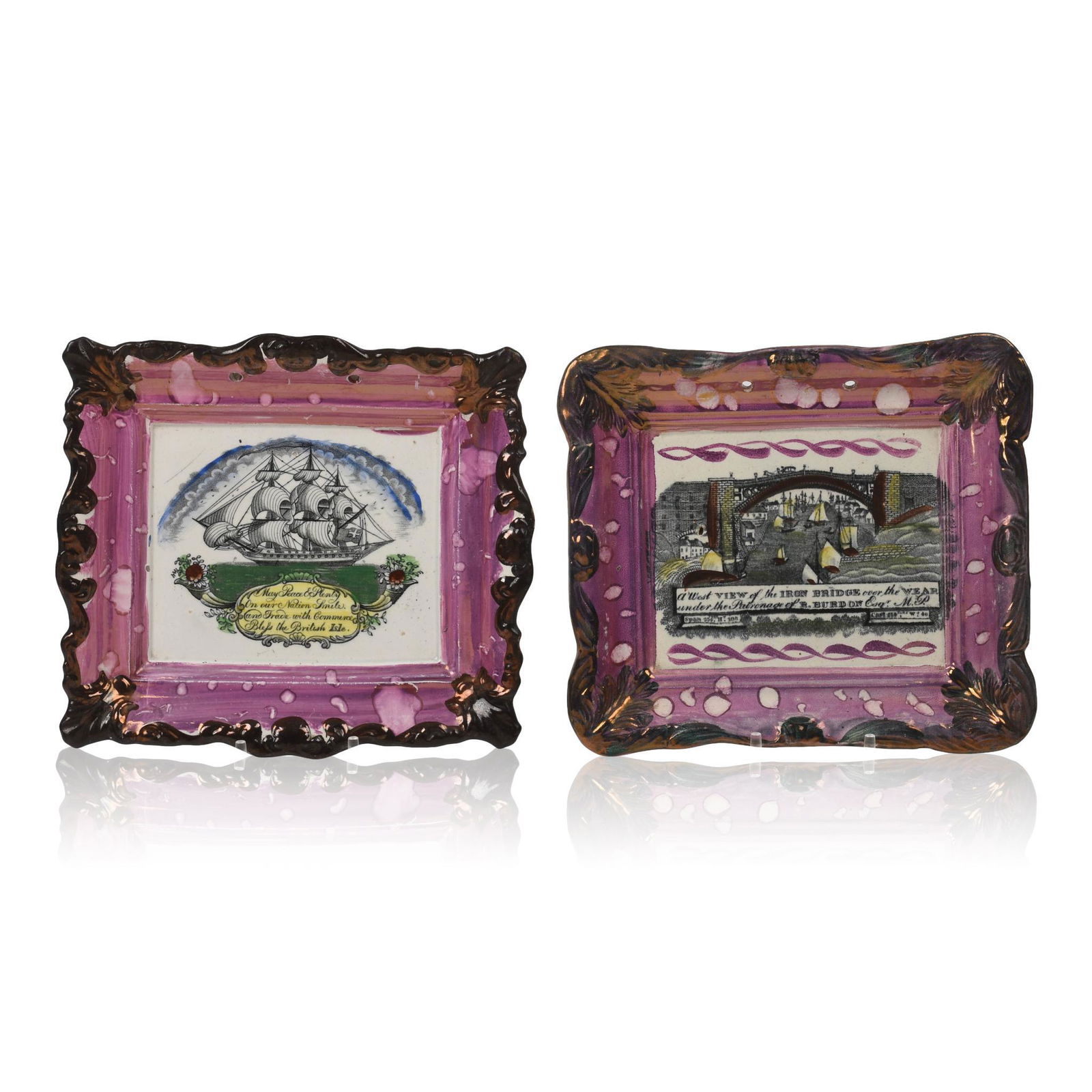 Two Sunderland Pink Luster Wall Plaques. (1 of 2)