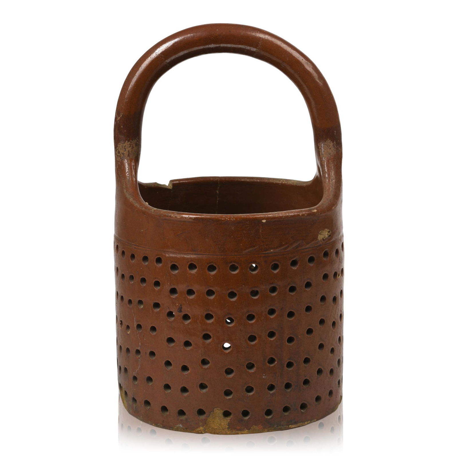 Moravian Pennsylvania Stoneware Cheese Strainer. (1 of 4)