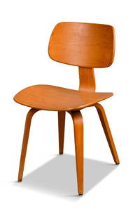 MCM Chair by Thonet After Eames LCW.: Molded plywood, original label, seat height 18 inches.