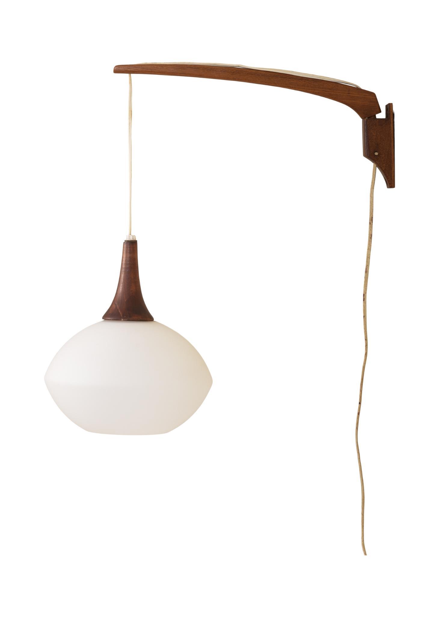 Danish Modern Wall Mounted Teak Hanging Lamp (1 of 4)