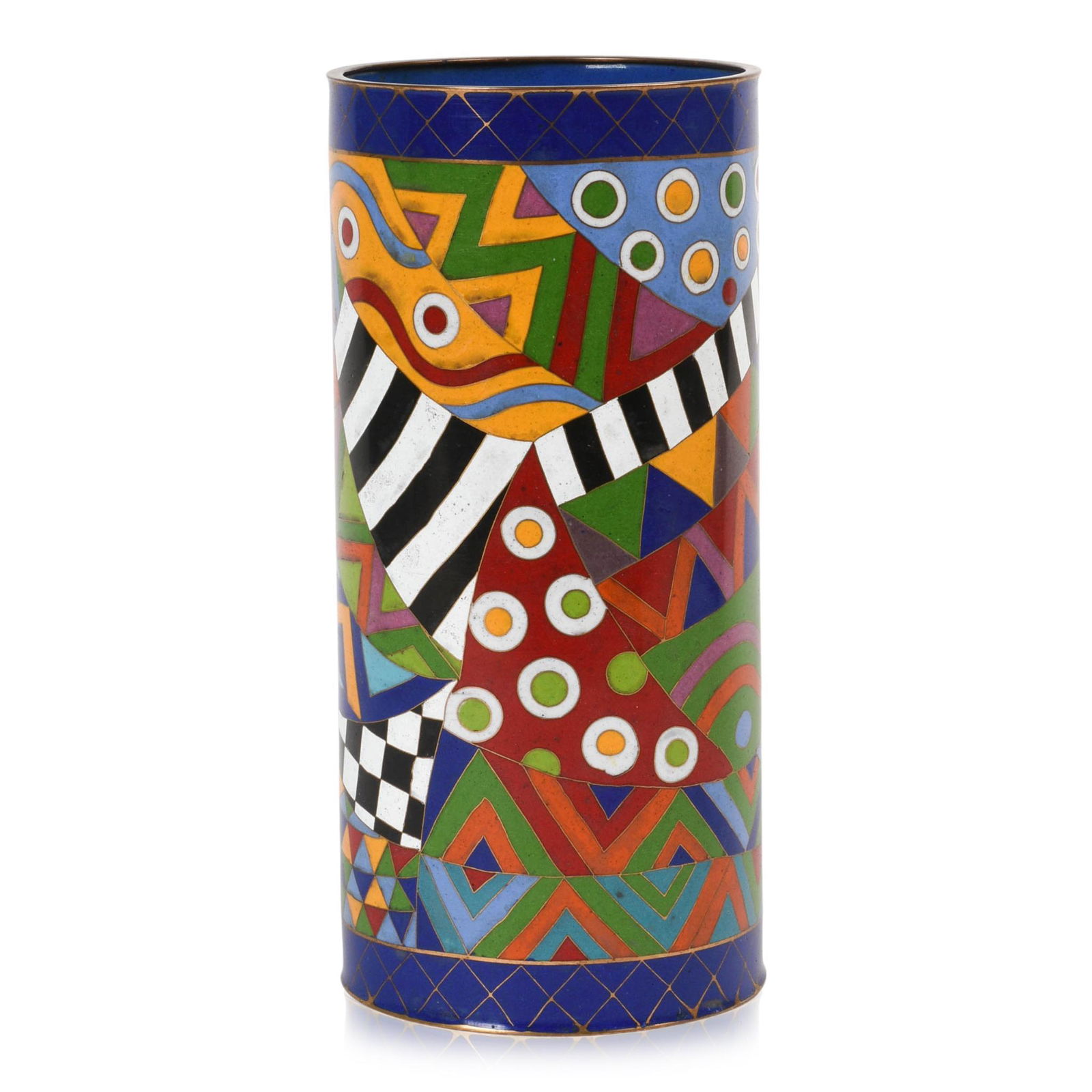 Large Enamel Cylinder Vase. (1 of 4)