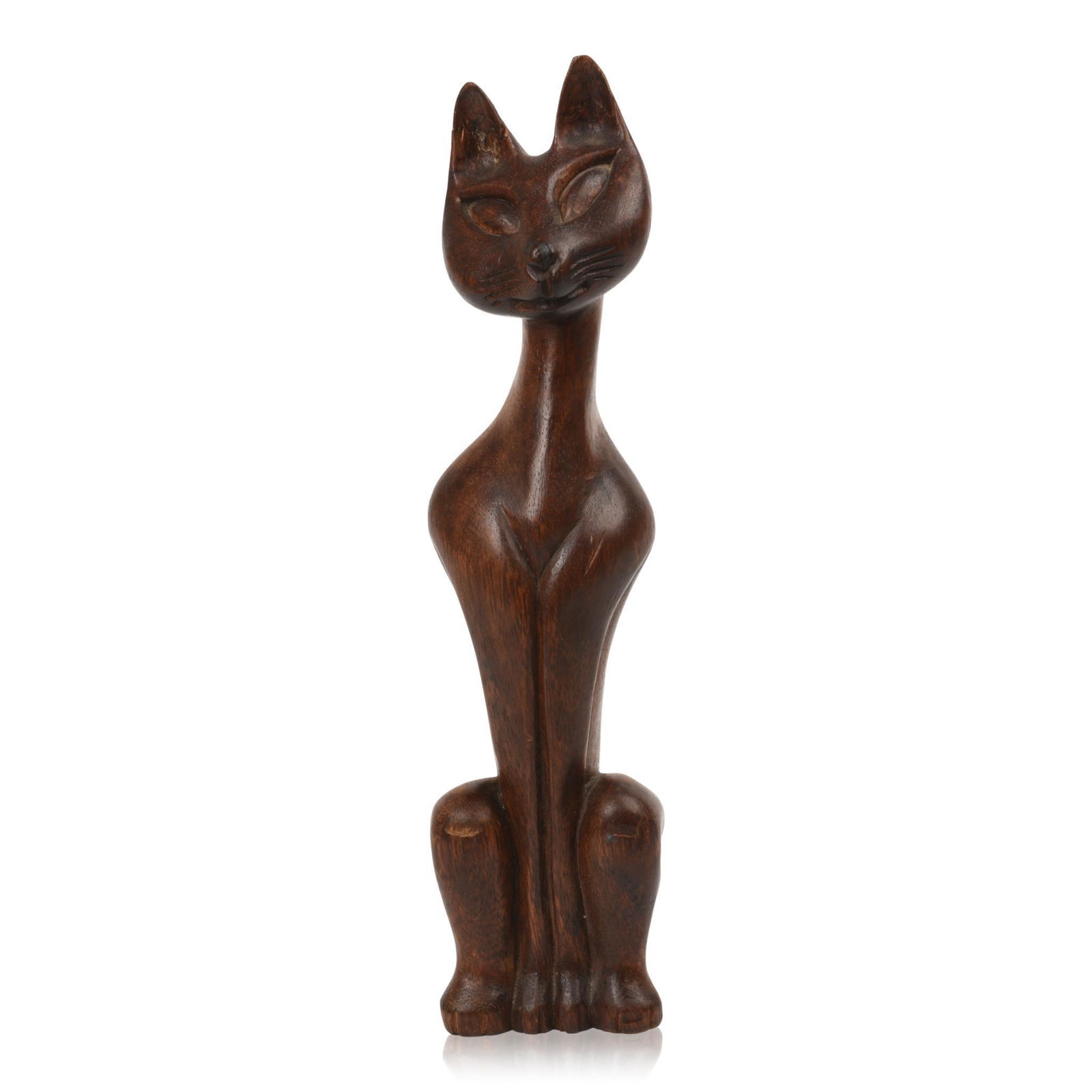Carved Wood Cat Sculpture. (1 of 6)