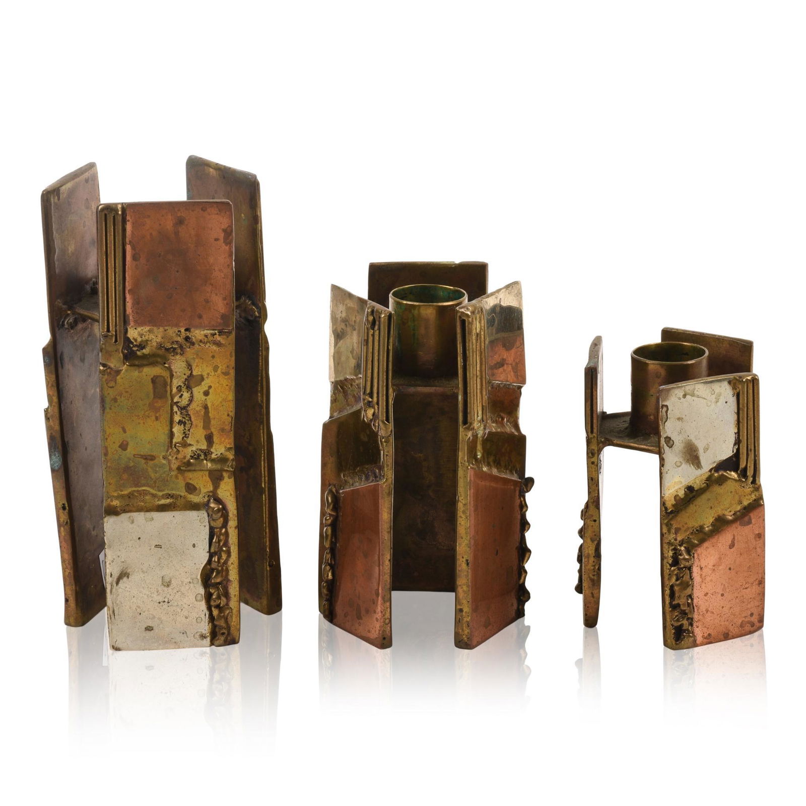 Three David M. Bowman Brutalist Candlesticks (1 of 4)