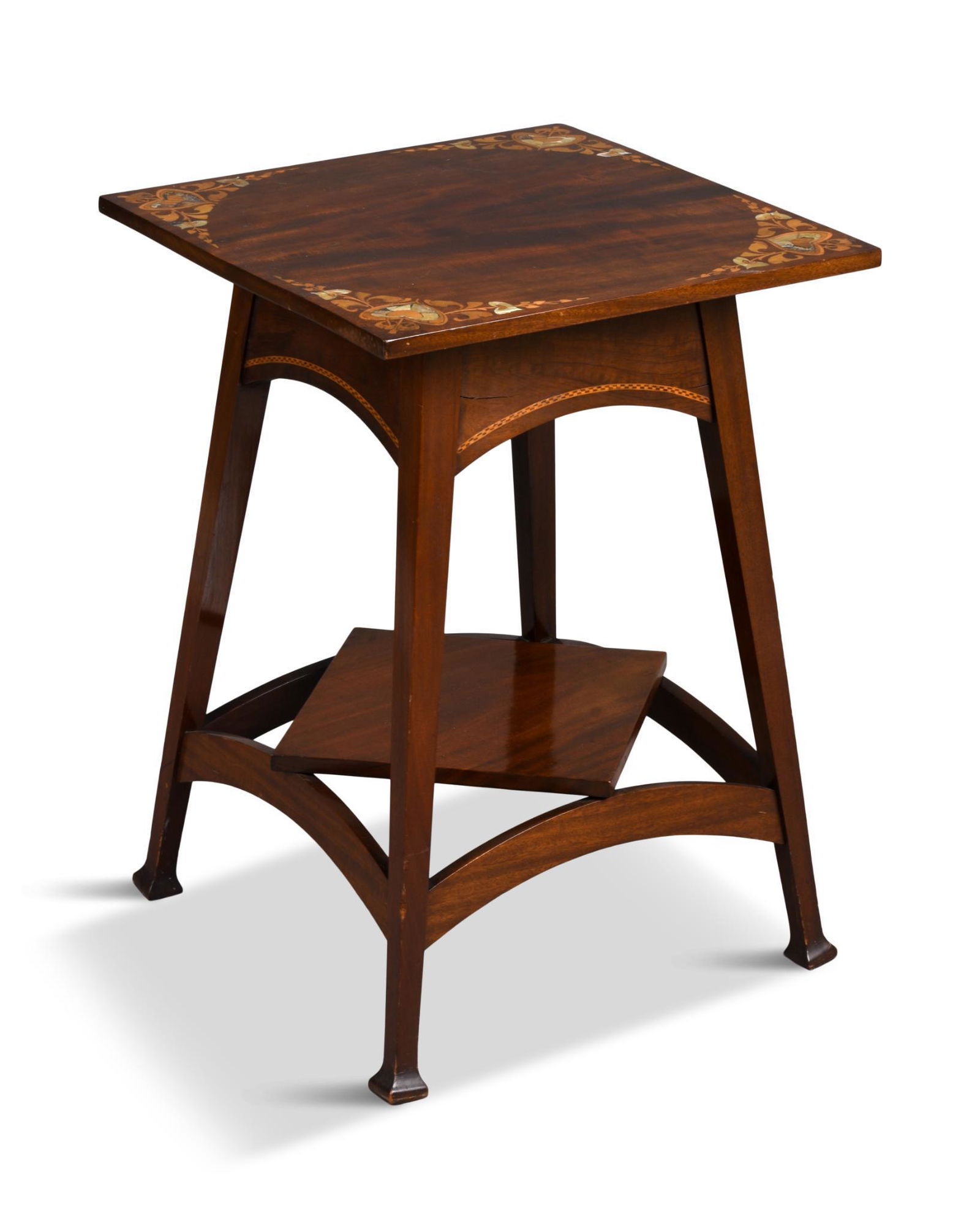 English or American Art Nouveau Inlaid Mahogany Side Table (1 of 3)