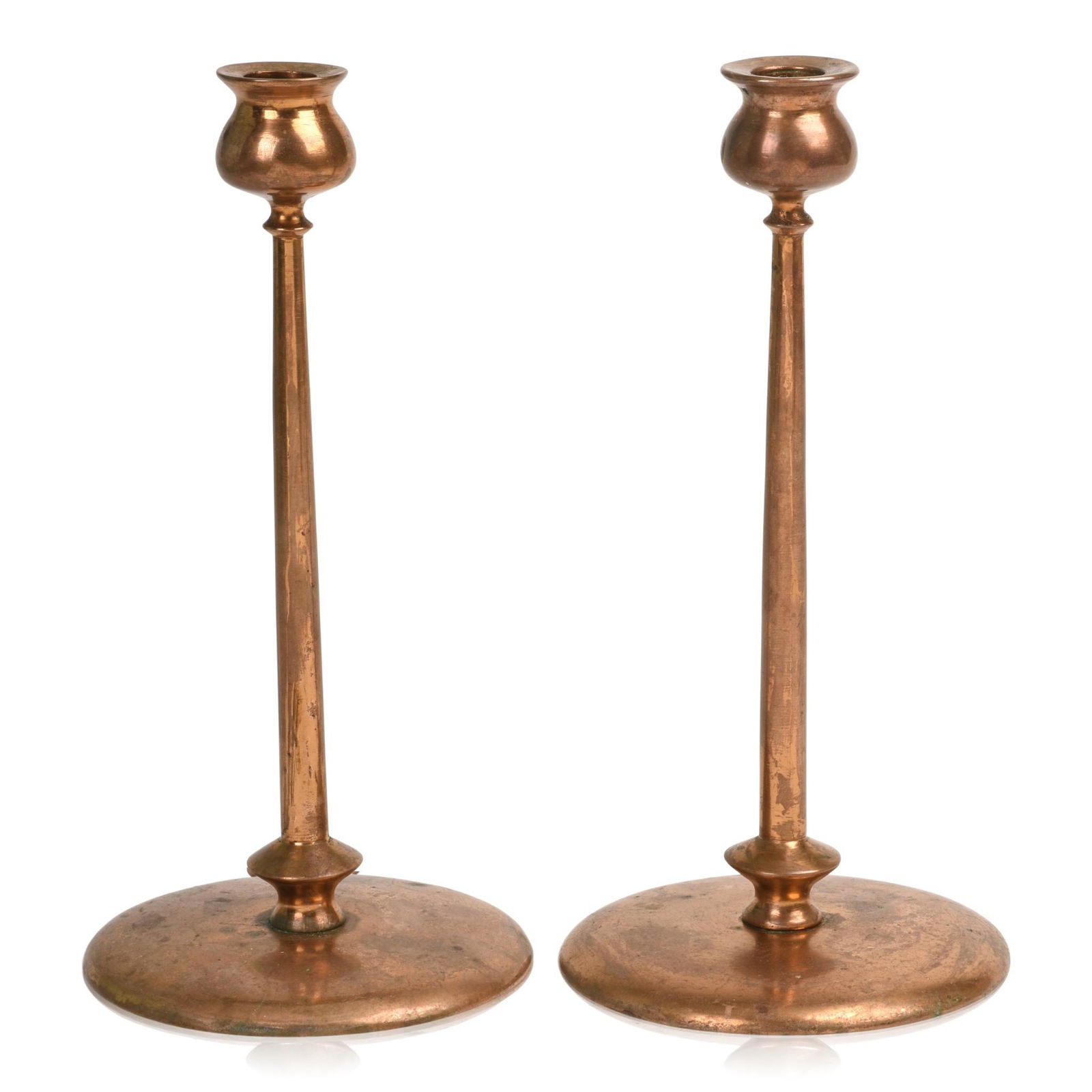 Pair of Arts and Crafts Bronze Candlesticks (1 of 3)