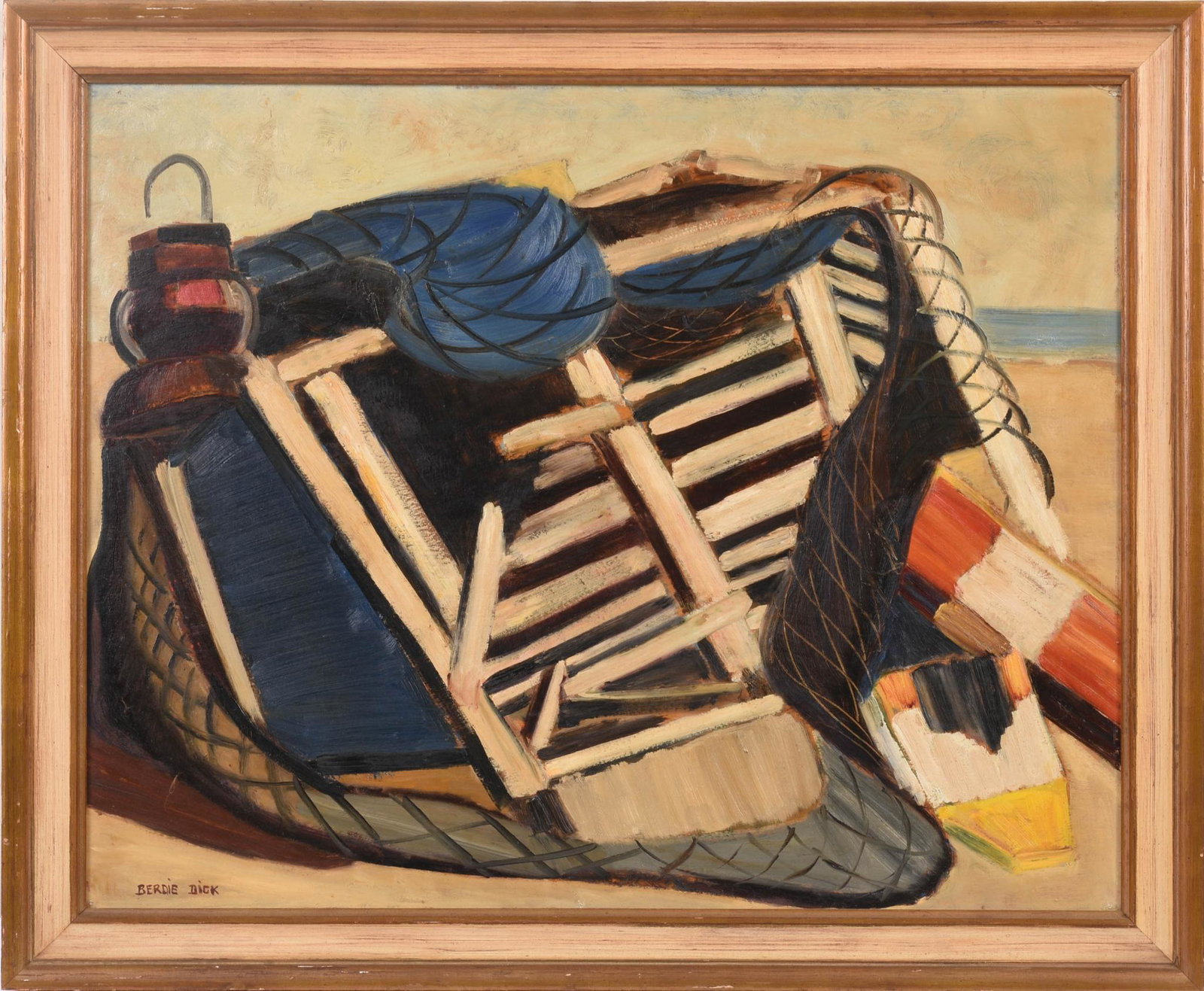 Berdie Dick. Lobster Trap Still Life.: Oil on board, 24 x 30 inches.
