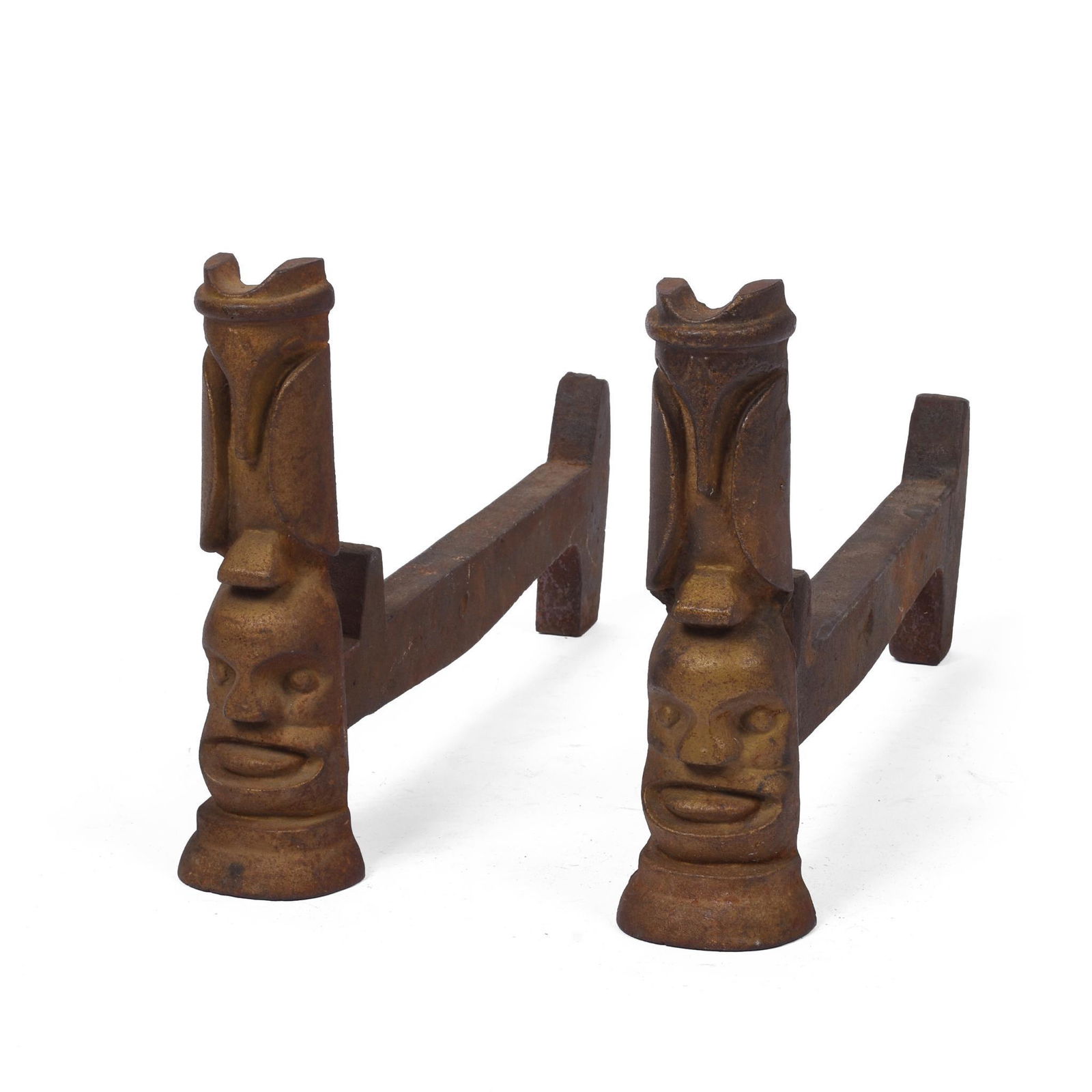 Pair of Cast Iron Northwest Coast Style Totem Pole (1 of 1)