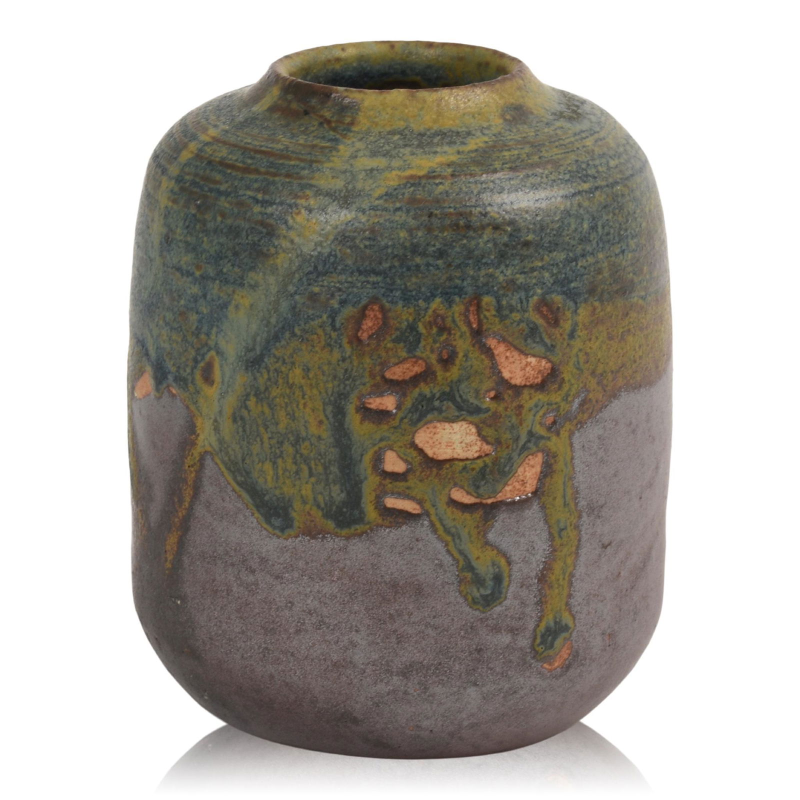 Eugene Lion Art Nouveau Pottery Vase: France c. 1910, incised signature. Height 4 inches.