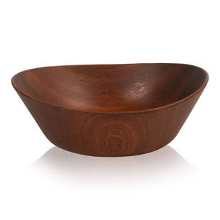 Anri Form Teak Bowl, Italy: 1960â€™s, signed with brass plaque. Width 10 inches.