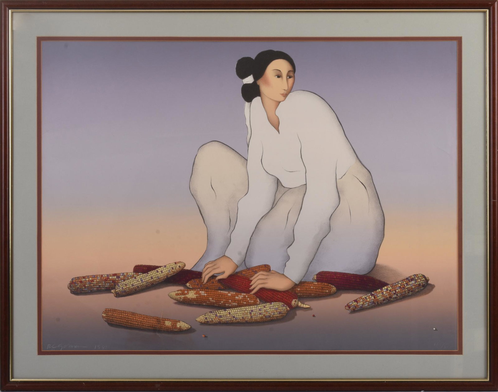 RC Gorman. Corn Woman, 1985.: 25 x 33.25 inches, sight, signed and dated lower left. Numbered 165/200, lower right.