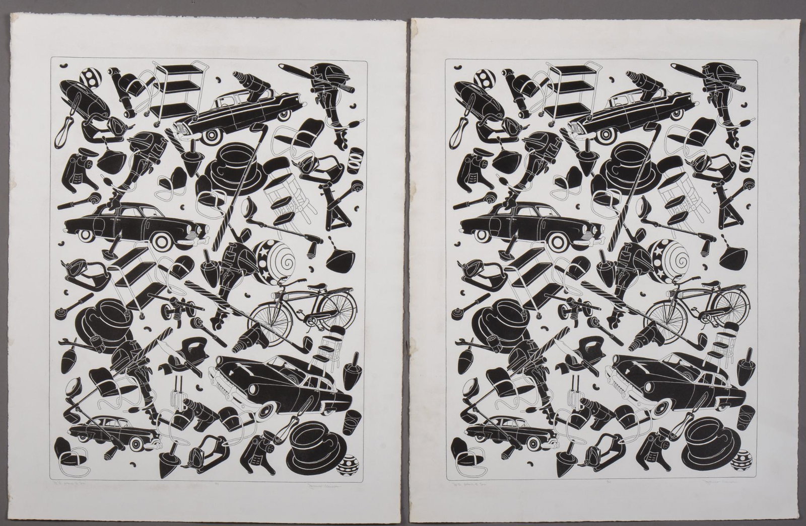 James Claussen. It's Plane to Sea, Two Prints.: Each sheet 32.5 x 24.5 inches.