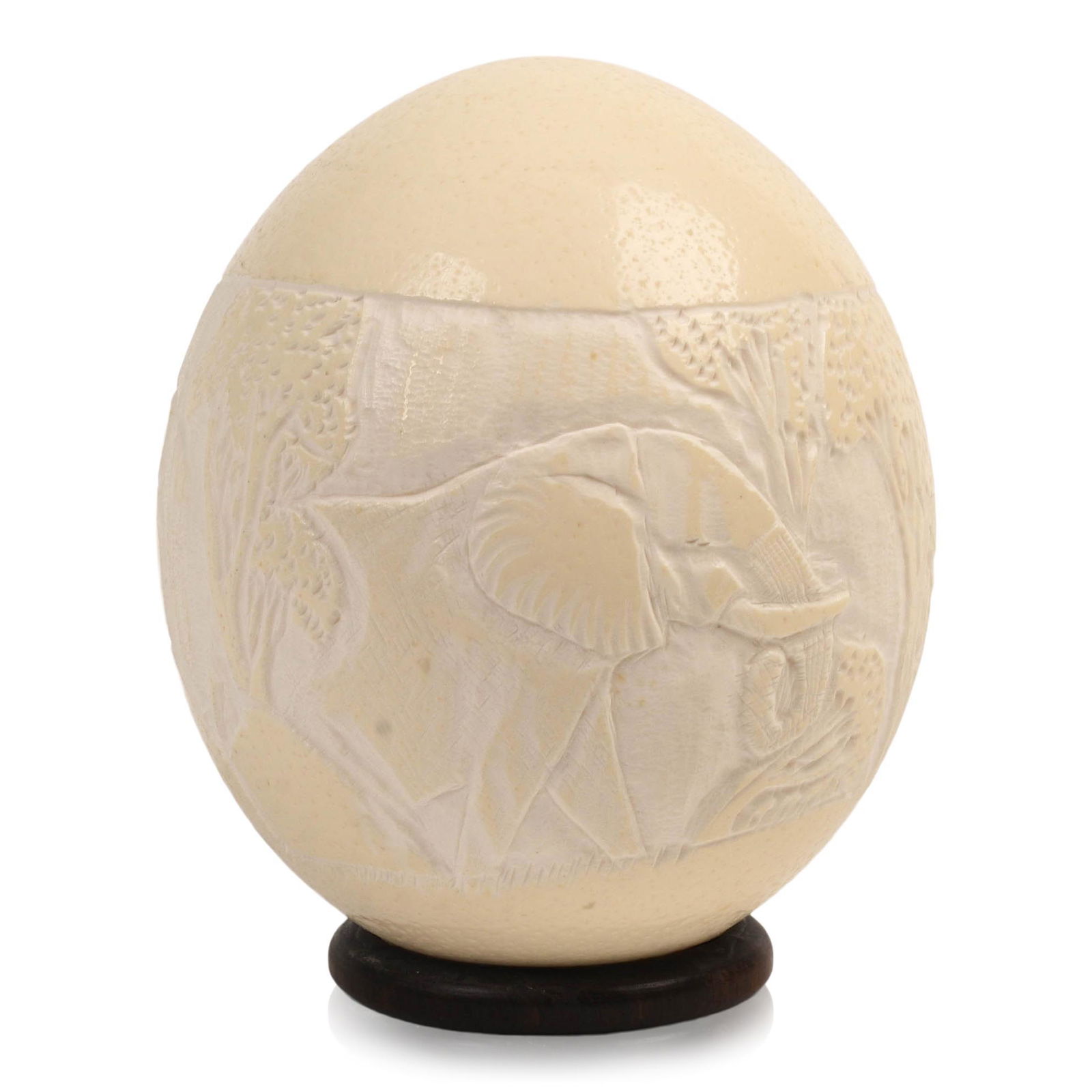 African Carved Ostrich Egg. (1 of 4)