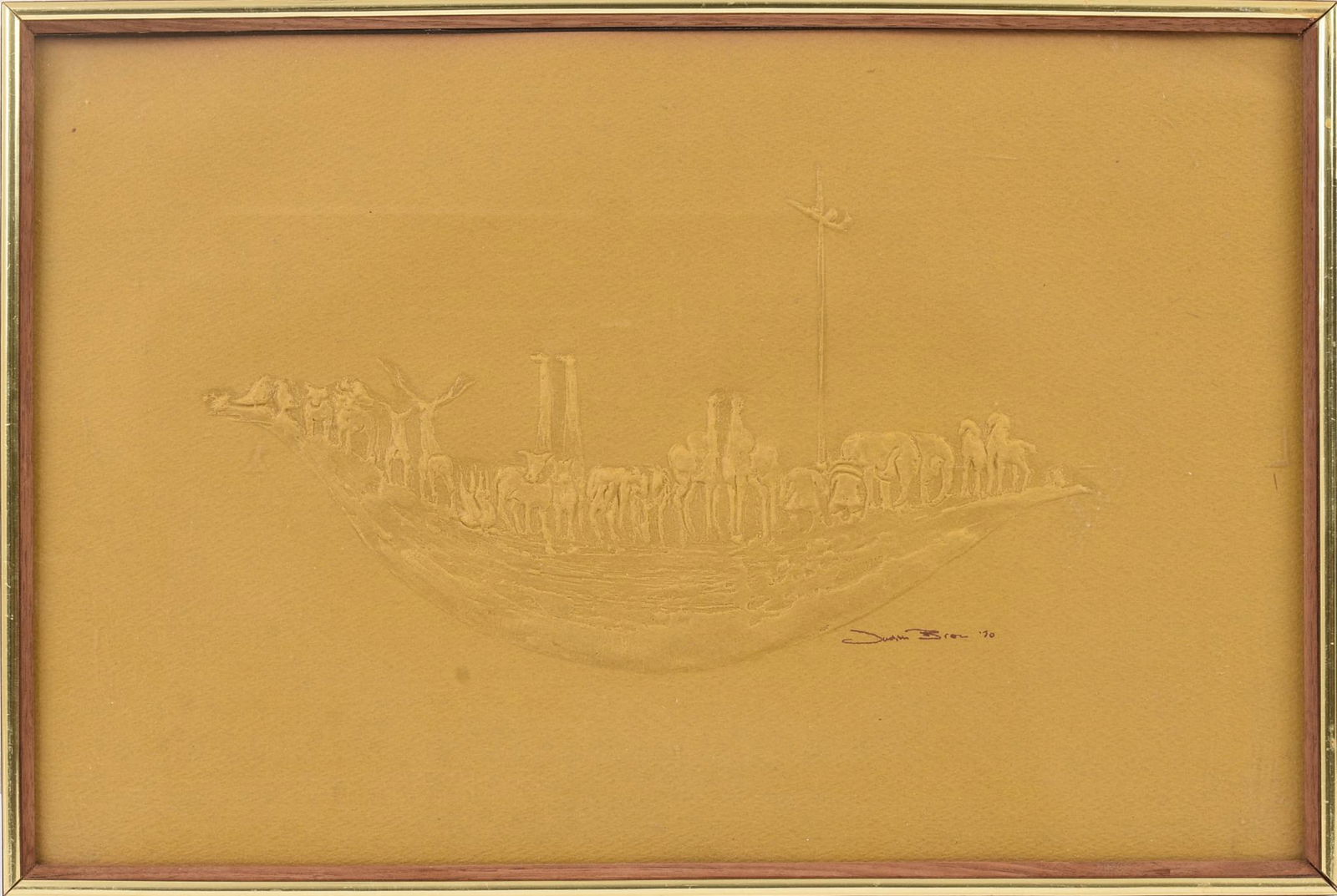 Judith Brown. Ark.: Embossed paper, 13 x 20 inches, signed and dated 1970.