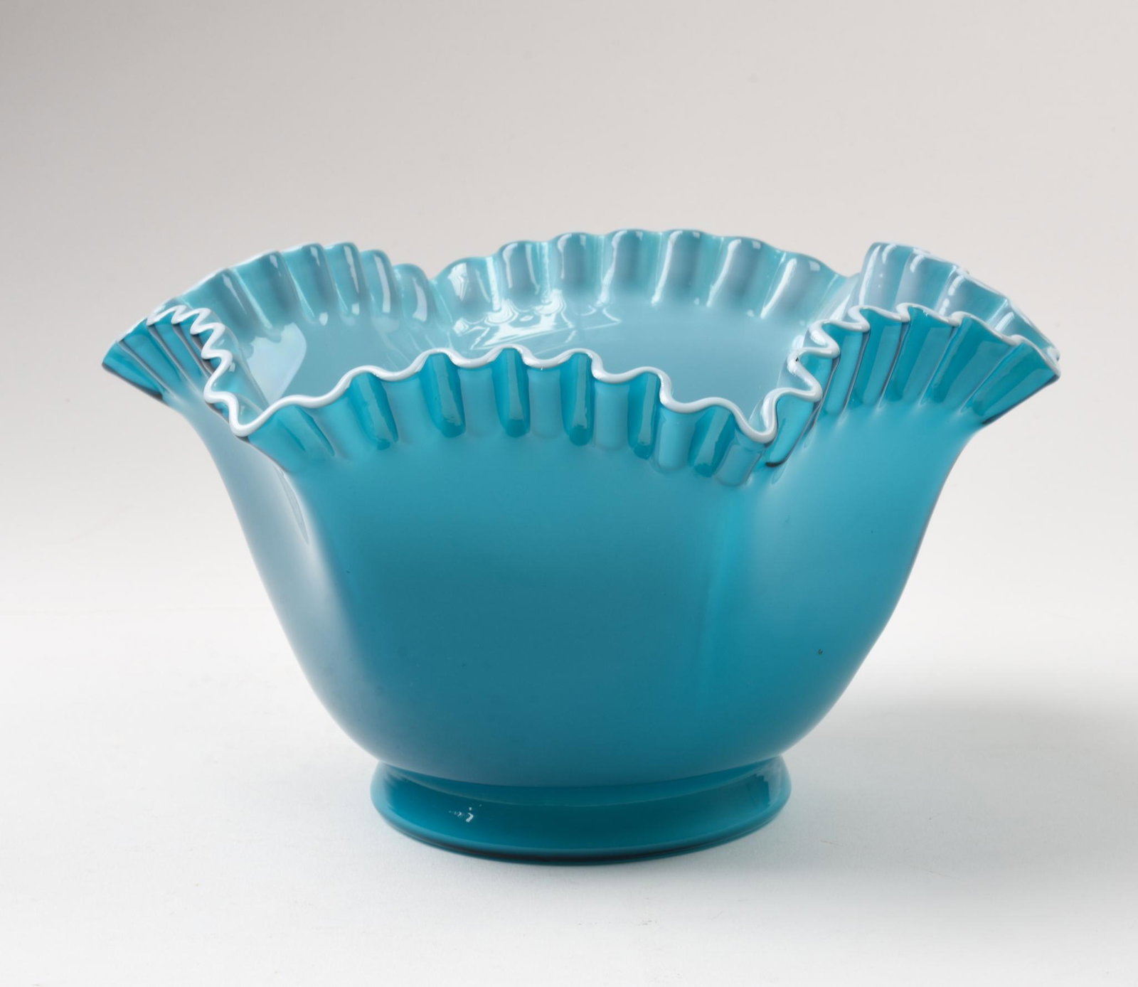 Teal Cased Glass Bowl.: Height 5 inches.