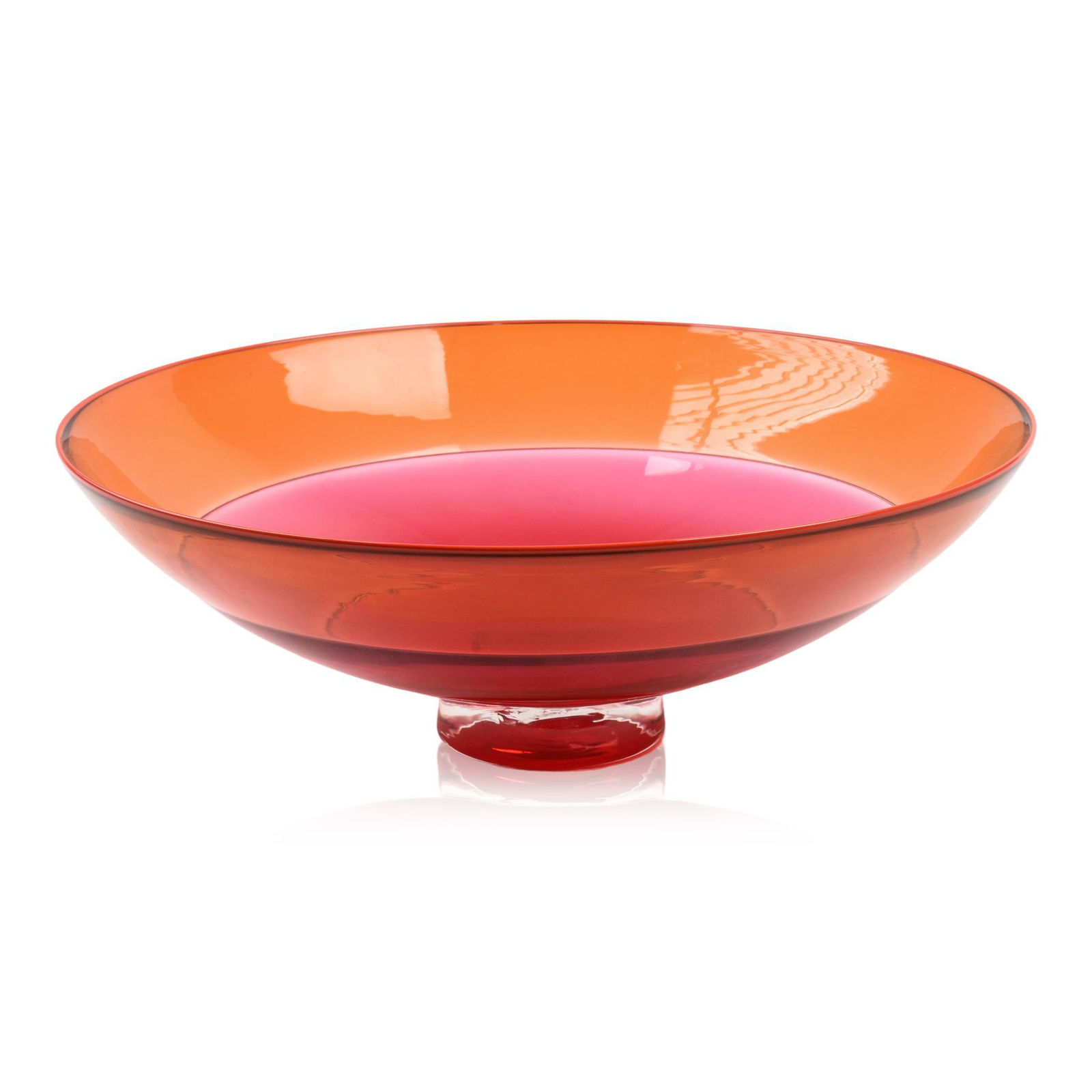 Large Red Studio Glass Center Bowl. (1 of 4)