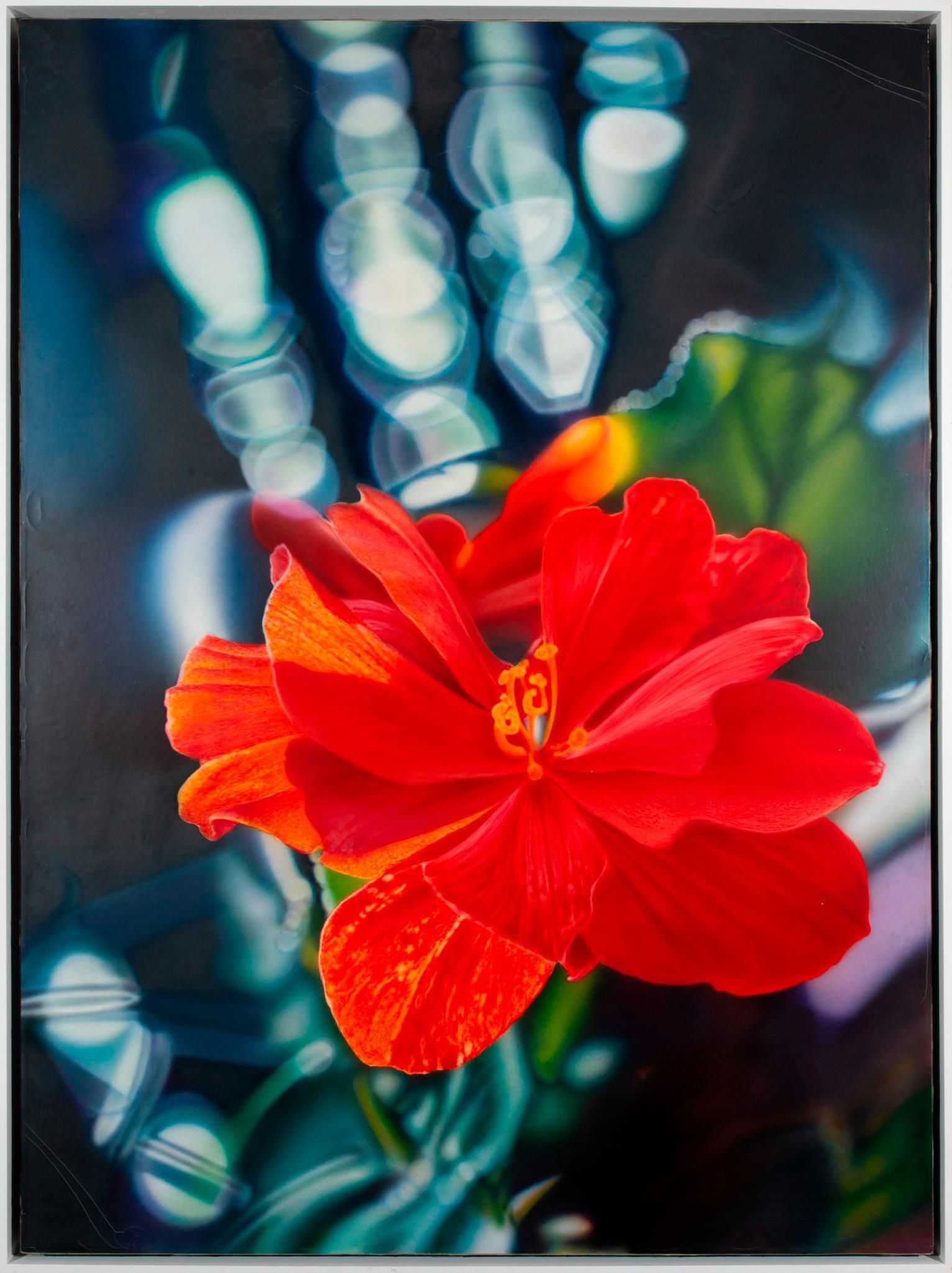 Large Thaddeus Piersa Photorealistic Painting.: Oil on canvas, 60 x 44 inches, signed and dated 1979 on verso. Slight damage to upper and lower corners.
