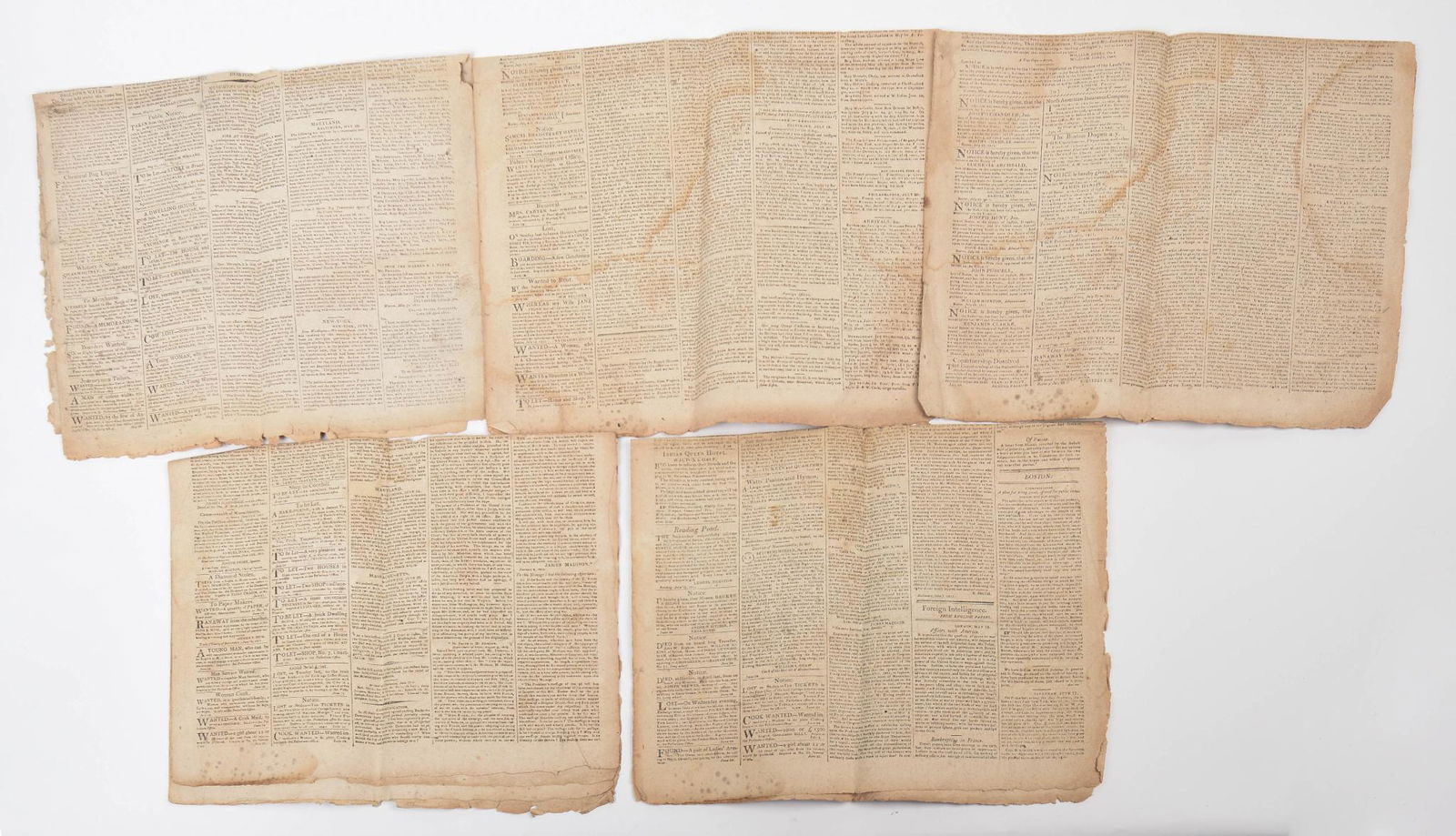 Three 1811 New England Palladium Newspapers.: With articles relating to suffrage, and writings by Robert Smith, former Secretary of State.